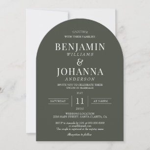 Elegante Olive Green Arch Wedding Einladung