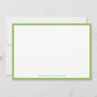 Elegante Olive Green Border Flat Note Card Mitteilungskarte