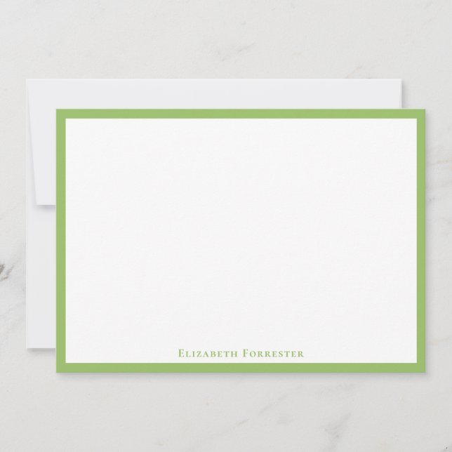 Elegante Olive Green Border Flat Note Card Mitteilungskarte (Vorderseite)