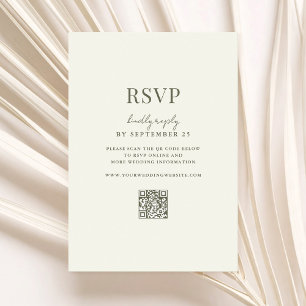 Elegante Olive Green Moderne Hochzeit RSVP Karte