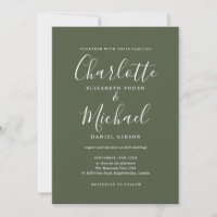 Elegante Olive Green Signature Wedding Einladung