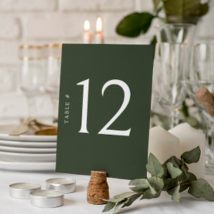 Elegante Olive Green Wedding Tischnummer Card