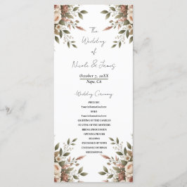 Elegante Olive Green & White Floral Corner Hochzei Programm