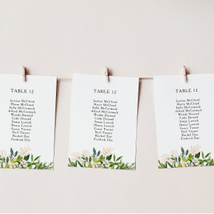 Elegante Olive Greenery Tischnummer Seating Chart