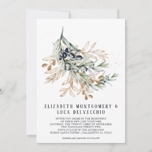 Elegante Olive Grove Boho Botanische Einladung