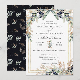 Elegante Olive Grove Boho Botanische Einladung