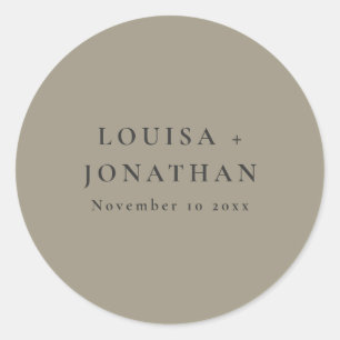 Elegante Olive-Herbst-Minimalistische Personalisie Runder Aufkleber