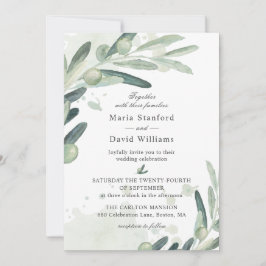 Elegante Olive Sprig Branch Wedding Einladung