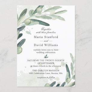 Elegante Olive Sprig Branch Wedding Einladung