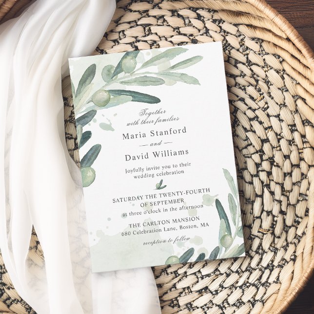 Elegante Olive Sprig Branch Wedding Einladung (Von Creator hochgeladen)