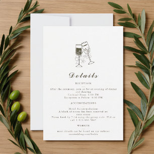 Elegante Olive wood Green Wedding Details Card RSVP Karte