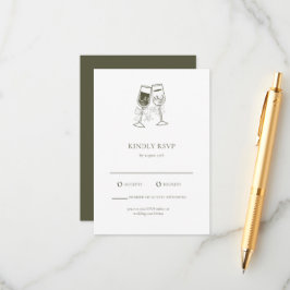 Elegante Olive wood Green Wedding RSVP Card Begleitkarte