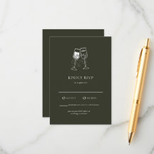 Elegante Olive wood Green Wedding RSVP Card