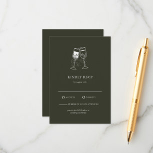Elegante Olive wood Green Wedding RSVP Card Begleitkarte