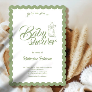 Elegante Oliven-förmige Baby Shower-Einladung mit  Einladung