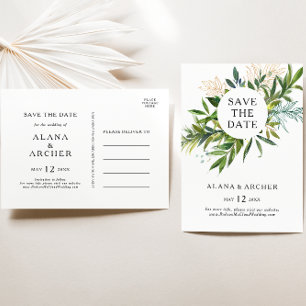 Elegante Oliven-Grün-Save-the-Date-Postkarte Einladungspostkarte