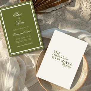 Elegante Oliven-Grüne Klassische Minimalistische H Save The Date
