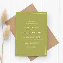Elegante Oliven-grüne Schrift Hochzeit Einladung