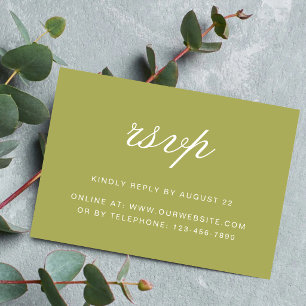 Elegante Oliven-grüne Schrift Hochzeit RSVP Karte