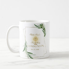 Elegante Olivenbäume Blätter Goldene Kommune Kaffeetasse