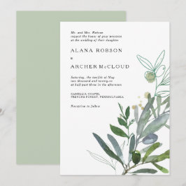 Elegante Olivenbäume Einladung zur Hochzeit