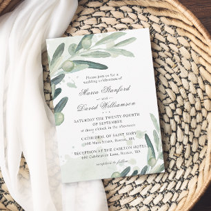 Elegante Olivenzweig-Grün für die Hochzeit Einladung