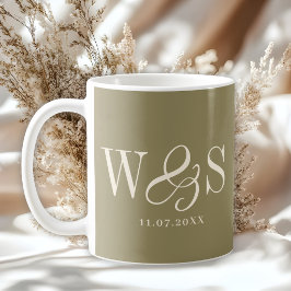 Elegante Olivgrün erste Hochzeitspaare Kaffeetasse
