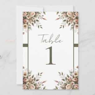 Elegante Olivgrün- und Weiße Blumen-Ecken-Hochzeit Einladung