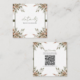 Elegante Olivgrün- und Weiße Blumeneinzelheiten fü Quadratische Visitenkarte