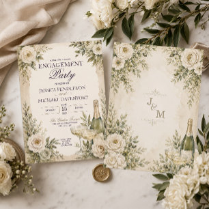 Elegante olivgrüne Champagner-Gartenhochzeitseinla Einladung