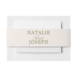 Elegante Olivgrüne Creme Alte Geld-Hochzeit Fancy Einladungsbanderole