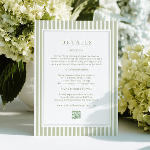 Elegante olivgrüne Hochzeits-Details Karte