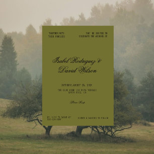 Elegante olivgrüne klassische Hochzeit Einladung