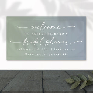 Elegante Ombre Blau & Grün Hochzeitsdusche Willkom Banner