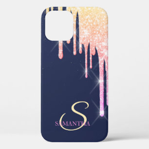 Elegante Ombre Glitter Drips, Marineblau Case-Mate iPhone Hülle