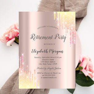 Elegante Ombre Glitzer Tropfen Rose Gold Rente Einladung
