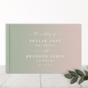Elegante Ombre Light Green & Blush Pink Wedding Gästebuch