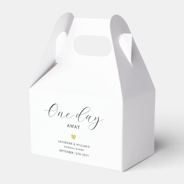 Elegante One Day Away Gold Heart Probe Dinner Geschenkschachtel (Vorderseite)