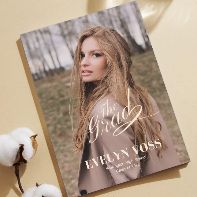 Elegante One Foto Abschluss Announcement Card Ankündigung (Von Creator hochgeladen)