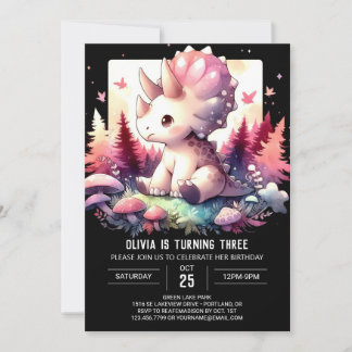 Elegante Online Triceratops Geburtstag Einladung