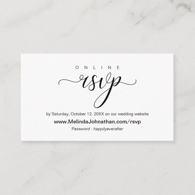 Elegante Online Wedding RSVP reagieren Begleitkarte (Vorderseite)