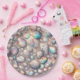 Elegante Opal Leopardenprint-Papierplatten Pappteller