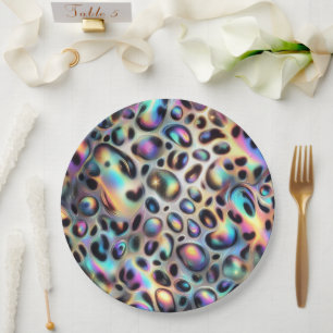 Elegante Opal-Leopardenprint-Papierplatten Pappteller
