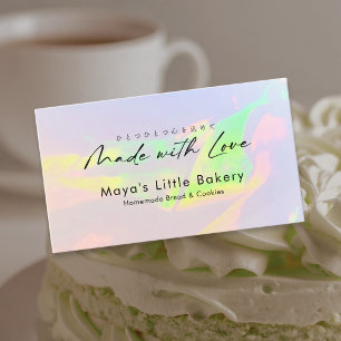 Elegante Opal-Regenbogen-Schrift-Bäckerei Visitenkarte
