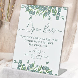 Elegante Open Bar Eucalyptus Personalisiert Weddin Sockelschild