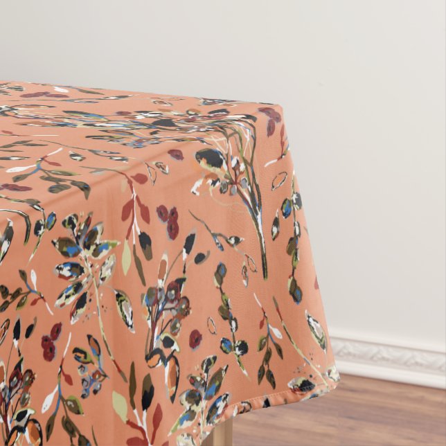 Elegante Orange Blätter Berries Wohngestaltung Tischdecke (Beispiel)