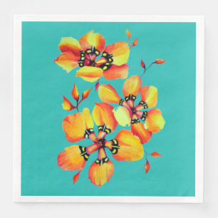 Elegante Orange Blume - Aqua- Individuell gestalte Serviette