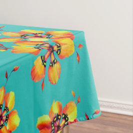 Elegante Orange Blume - Aqua Tischdecke