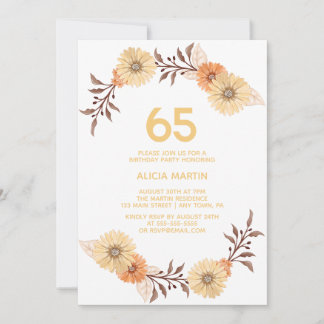 Elegante Orange Blume Gold Weißer Geburtstag Einladung