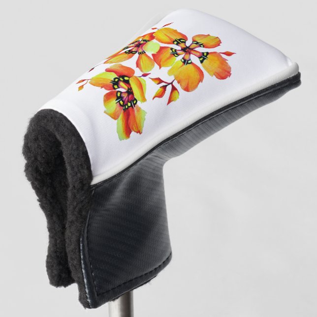 Elegante Orange Blume - Individuelle Anpassung Golf Headcover (3/4 Vorderseite)